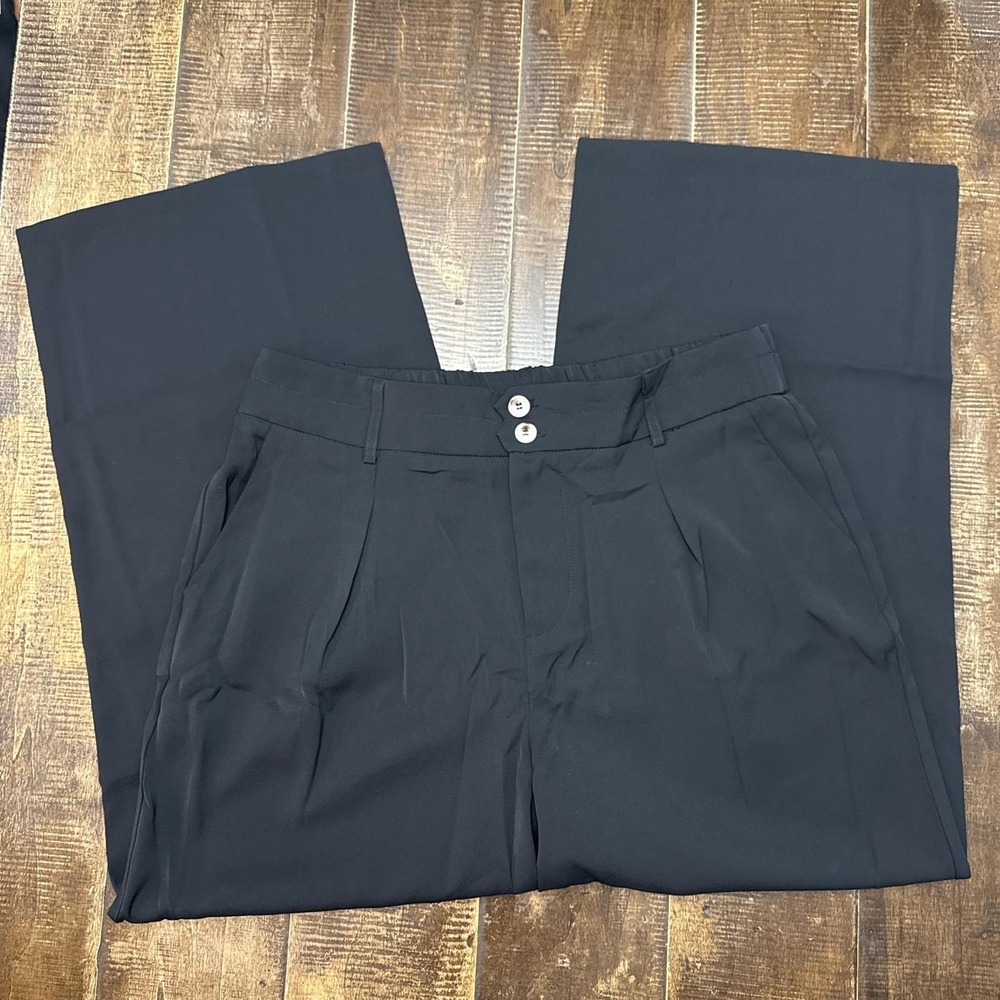 BTFBM high waisted wide leg trousers with pockets and button details